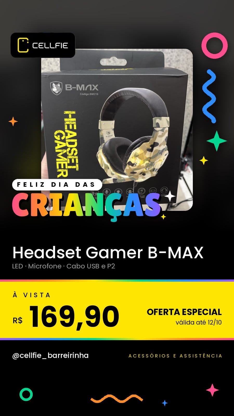 Headset Gamer B-MAX - R$169,90